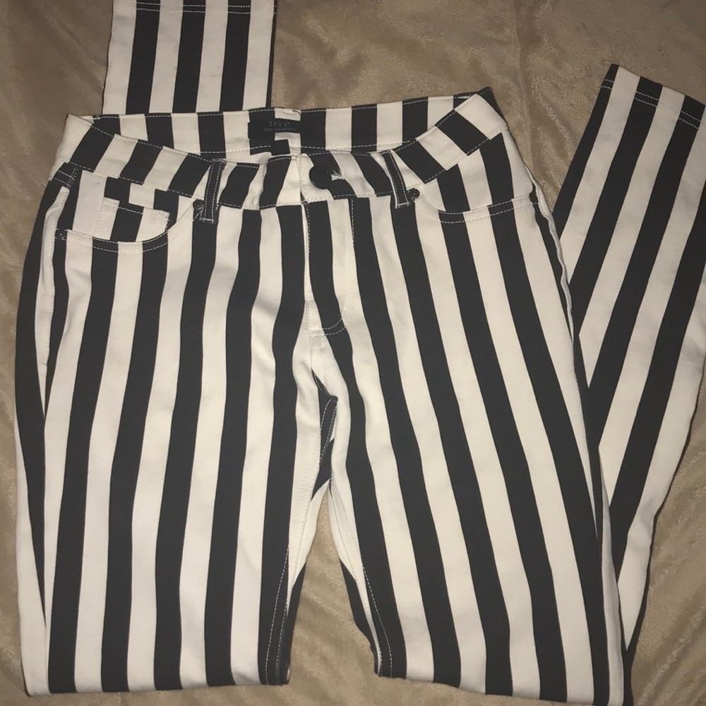 Striped stretchy skinny pants